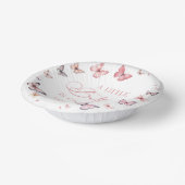 ピンク小さな蝶が赤ちゃんシャワーの途中にある ペーパーボウル (傾斜あり)