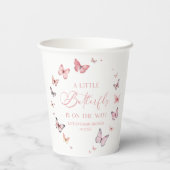 ピンク小さな蝶が赤ちゃんシャワーの途中にある 紙コップ (裏面)