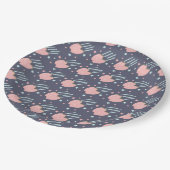 ピンク小惑星スターズ銀河系誕生日 ペーパープレート (アングル)