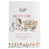 ピンク局所的に成長したハリネズミ赤ちゃんシャワー抱き枕 ミディアムペーパーバッグ (裏面)