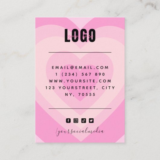 ピンク層ハートラブイヤリングジュエリーディスプレイ 名刺 (裏面)