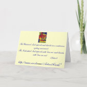 ピンク山の青く感動的な挨拶状 カード (裏面)