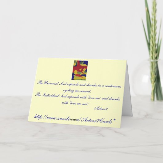 ピンク山の青く感動的な挨拶状 カード (裏面)