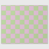 ピンク市松模様にとグリーンのラッピング紙 ラッピングペーパー (フラット)