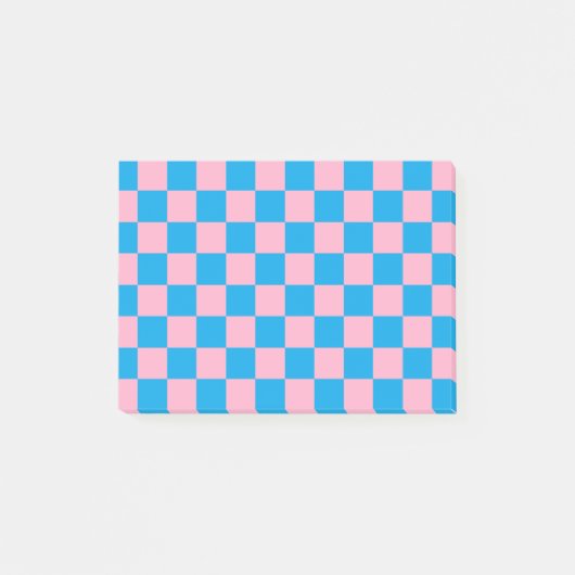 ピンク市松模様にとターコイズ ポストイット (正面)