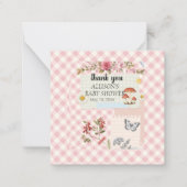 ピンク市松模様にとフローラアクセントカスタムと書き込み ノートカード (正面)