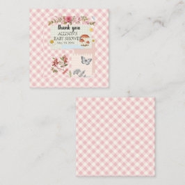 ピンク市松模様にとフローラアクセントカスタムと書き込み ノートカード