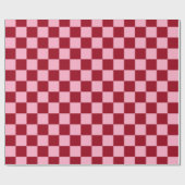 ピンク市松模様にとブルゴーニュ ラッピングペーパー (フラット)