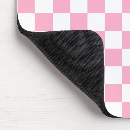 ピンク市松模様にとホワイト マウスパッド (コーナー)