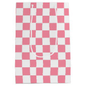 ピンク市松模様にと白 ミディアムペーパーバッグ (裏面)