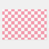 ピンク市松模様にと白 ラッピングペーパーシート (正面2)