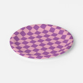 ピンク市松模様にと紫 ペーパープレート (アングル)