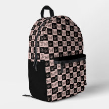 ピンク市松模様にと黒の蝶のパターン