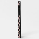 ピンク市松模様にと黒の蝶のパターン Case-Mate iPhoneケース (裏面/左)