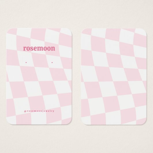 ピンク市松模様にのイヤリング表示カード (正面&裏面)