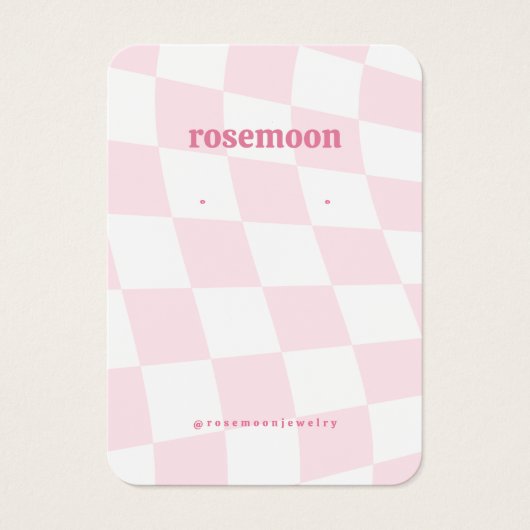 ピンク市松模様にのイヤリング表示カード (正面)