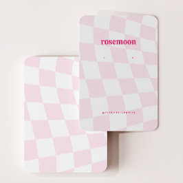 ピンク市松模様にのイヤリング表示カード