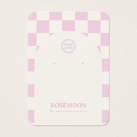 ピンク市松模様にのイヤリング表示カード (正面)