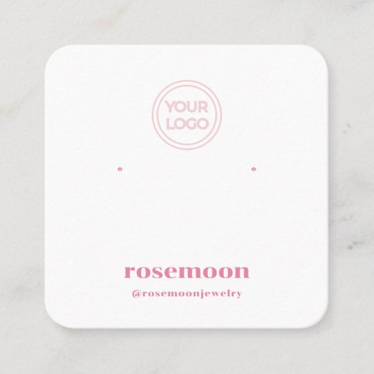 ピンク市松模様にのイヤリング表示カード スクエア名刺 (正面)