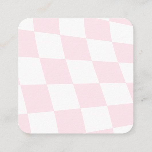 ピンク市松模様にのイヤリング表示カード スクエア名刺 (裏面)