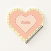 ピンク市松模様にのハートパターンバレンタインデー ノートブック (裏面)