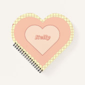 ピンク市松模様にのハートパターンバレンタインデー ノートブック (正面)