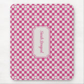 ピンク市松模様にのハート マウスパッド (正面)