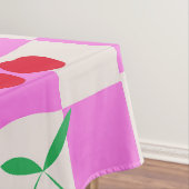 ピンク市松模様にの反ったチェッカーボード上のさくらんぼ テーブルクロス (インサイチュ)