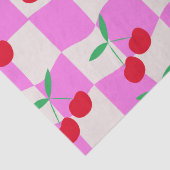 ピンク市松模様にの反ったチェッカーボード上のさくらんぼ 薄葉紙 (詳細)