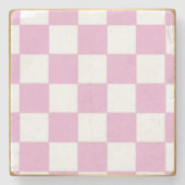 ピンク市松模様にの石コースター ストーンコースター (正面)