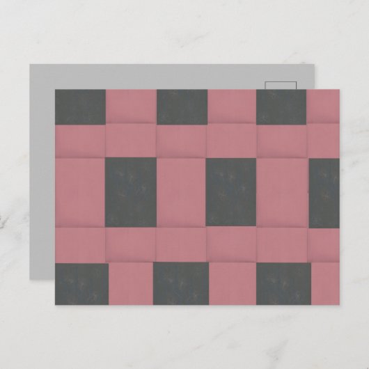 ピンク市松模様にの花の抽象芸術 ポストカード (正面/裏面)