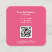ピンク市松模様にス・スクウェア・デザイナー・ビジネス・カード スクエア名刺 (裏面)