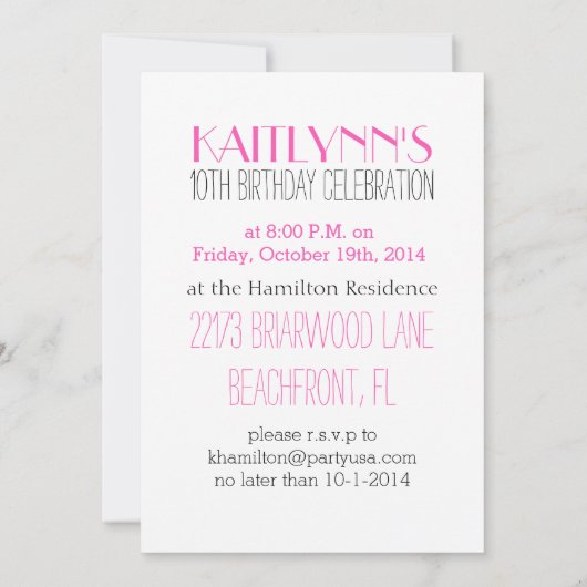 ピンク市松模様にダイヤモンド応援/Pomパーティの招待状 招待状 (裏面)