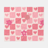 ピンク市松模様にデザインブランケット フリースブランケット (正面(横))