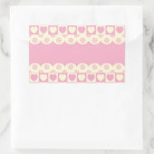 ピンク市松模様にハート長方形ステッカー 長方形シール (バッグ)