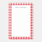 ピンク市松模様にパーソナライズされた ポストイット (正面)