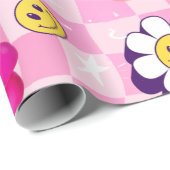 ピンク市松模様にレトロ ラッピングペーパー (ロールコーナー)