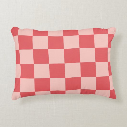 ピンク市松模様に赤ギンガム アクセントクッション (正面)
