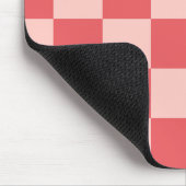 ピンク市松模様に赤ギンガム マウスパッド (コーナー)