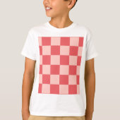 ピンク市松模様に赤ギンガム Tシャツ (正面)