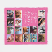 ピンク常時&フォーエバー写真コラージュ フリースブランケット (正面(横))