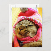 ピンク帽子のチャド(縦:年末年始のメッセージ付き) ポストカード (正面/裏面)