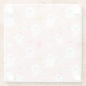 ピンク幽霊おもしろいハロウィンデコール ガラスコースター (裏面)