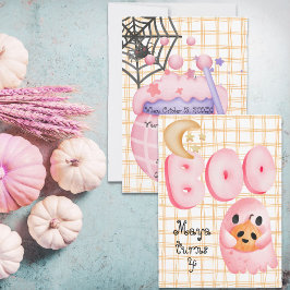 ピンク幽霊かわいいブーブハロウィーン4歳の誕生日 招待状