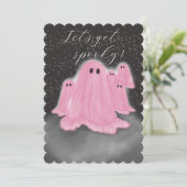 ピンク幽霊アットナイトハローウィンパーティ招待状 招待状 (スタンド正面)