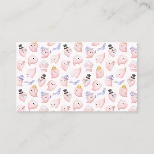 ピンク幽霊ガールベビーシャワー予約リクエスト エンクロージャーカード (裏面)