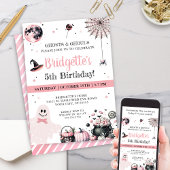 ピンク幽霊キッズハロウィーン誕生日パーティー 招待状