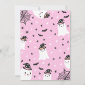 ピンク幽霊スプクトカキュラハロウィーン誕生日 招待状 (裏面)