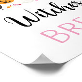 ピンク幽霊ハロウィンウィッチブルドリンクサイン ポスター (角)