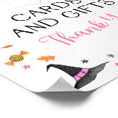 ピンク幽霊ハロウィンカード&ギフトパーティーサイン ポスター (角)